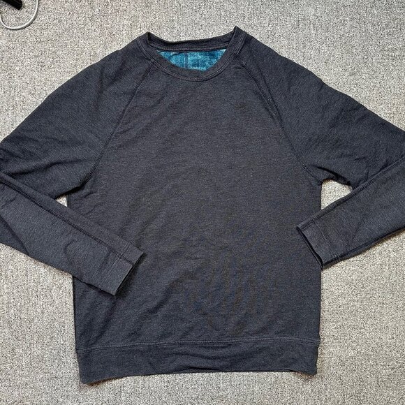 Lululemon Men's Grey / Blue Geometric Interior Reversible Crew Sweatshirt Est M - Picture 1 of 4